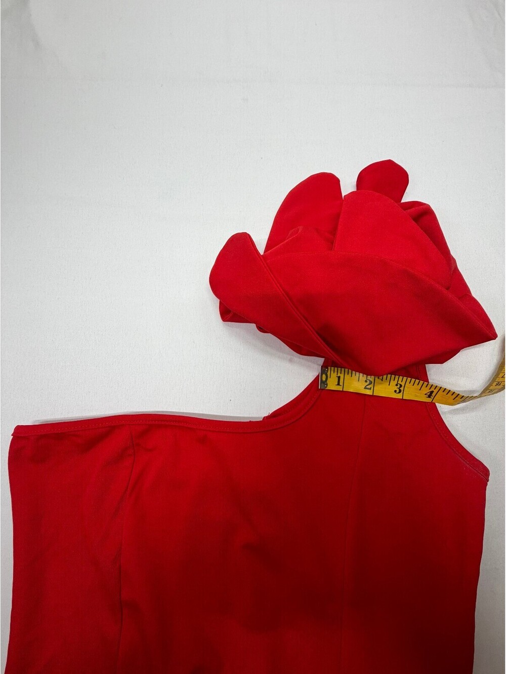 Mokoru Women's Sheath Dress One-Shoulder Ruffle Midi Solid Size Medium Red NWT - Picture 9 of 12